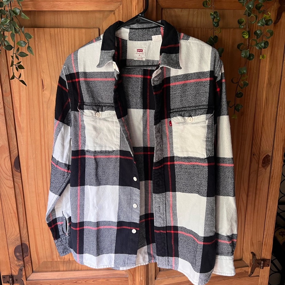 Levi's Black, White, and Red Checkered Shirt